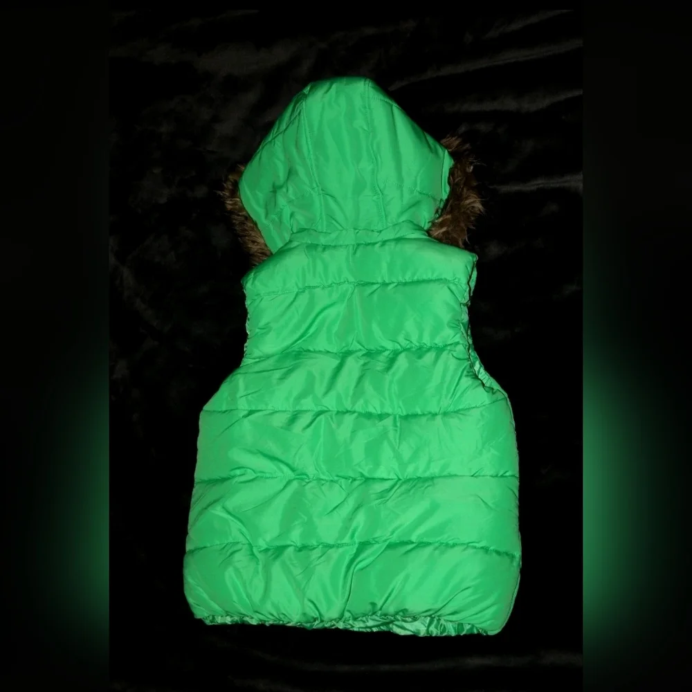 Justice Green Puffer Vest, Size 16, Hooded
